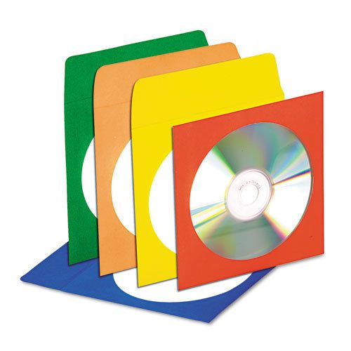 CD/DVD Envelopes with Clear Window, Assorted Colors, 50/Pack