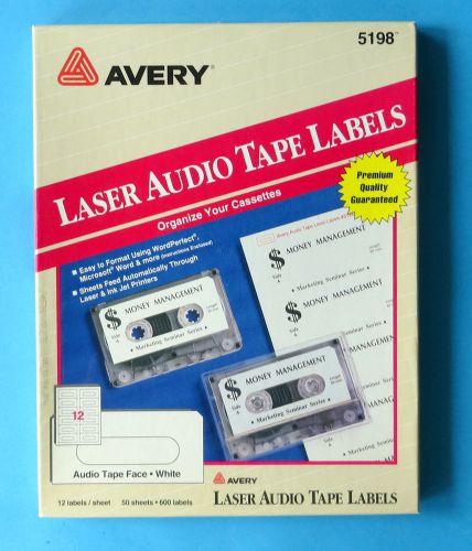 AVERY AUDIO TAPE LABELS ~ 45 SHEETS ~ 540 LABELS ~ CASSETTE