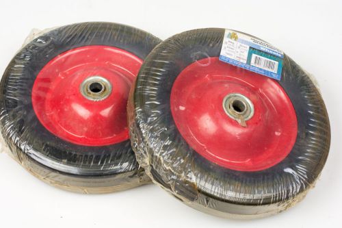 2 x NEW 150mm Wheel Red Metal Centre with Black Rubber Tyre 50kg
