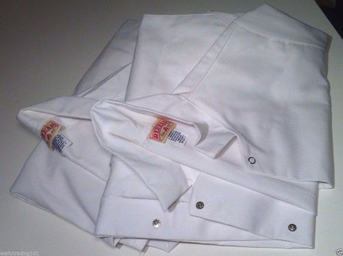 (2) New Chef Coats (White) RED KAR (1 Small RG/ 1 Large RG) NWOT