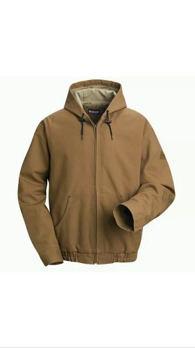 Bulwark flame resistant brown duck hooded jacket comforttouch  jlh4bd2 size l-rg for sale