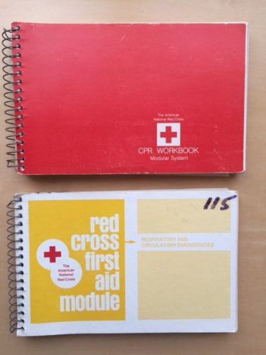 2 VINTAGE American Red Cross Manuals FIRST AID MANUAL &amp; CPR Workbook Spiral
