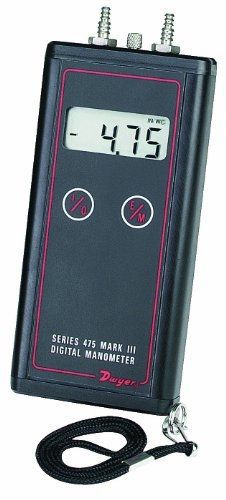 Dwyer Series 475 Mark III Handheld Digital Manometer, 0-10.00&#034;WC Range, 5 psig