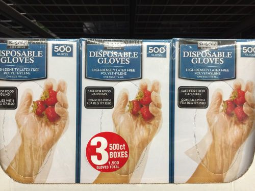 Daily Chef Plastic Disposable Food Handling Gloves One Size - 1500 Count