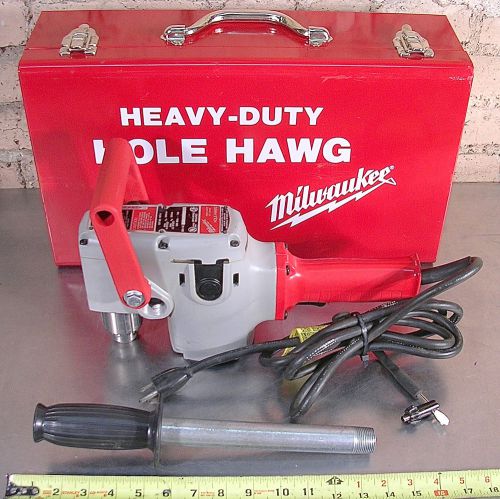 MILWAUKEE 2-SPEED &#034;HOLE HAWG&#034; MODEL No. 1675-1, DRILL KIT WITH METAL CASE