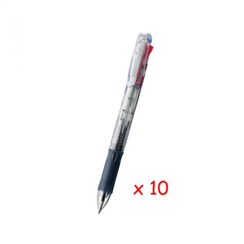 Zebra B4A5 Clip-on Slim 4C 0.7mm 4-Color Ballpoint Pen (10pcs) - Transparent