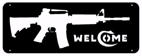 DXF File-Colt M4 Carbine WELCOME Sign (Downloadable file for CNC Plasma Cutting)