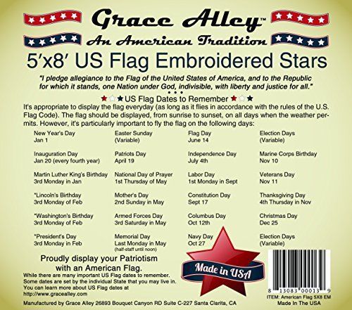 US Flag 5x8: 100% American Made. American Flag 5x8 ft. Quality Embroidered Stars