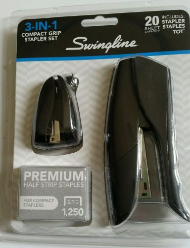 New Swingline Stapler 3-in -1 Compact Grip Stapler Set ( Black )