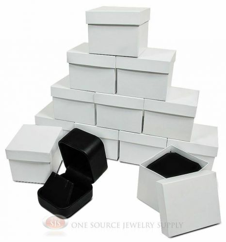 12 Piece Round Corner Black Leather Earring Jewelry Gift Box 2&#034; x 2 3/8&#034; x 1 3/4