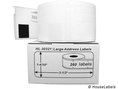 Houselabels 1.4 x 3.5 Inches Dymo-Compatible 30321 Large Address Labels, 1 Roll,