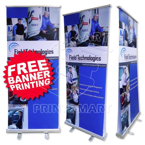 Double-Sided Retractable Roll Up Banner Stand Pop Up Display Stand FREE Printing