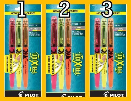 Frixion Value Pack of 3 sets Pilot FriXion Light Erasable Highlighters, Chisel