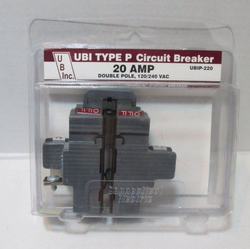 20 amp ubi type p circuit breaker double pole 120/240 vac ubip-220