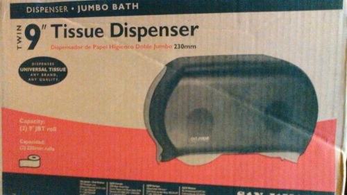 New San Jamar Twin 9&#034; Jumbo Bath Tissue Dispenser R4000TBK black pearl holds 2