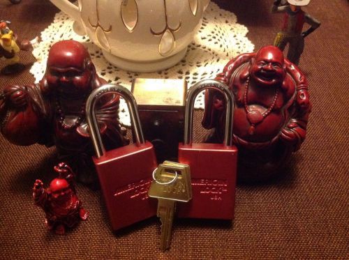 Two  american series 1106r 1-1/2&#034; aluminum body padlock red bk gr  pr nice lock for sale