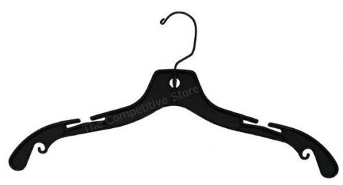 14&#034; Plastic Child Dress Hanger Black With Black Hook - Box Of 50 Pieces