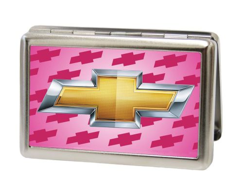 Chevrolet - Chevy Gold Bowtie Logo PINK - Metal Multi-Use Business Card Holder