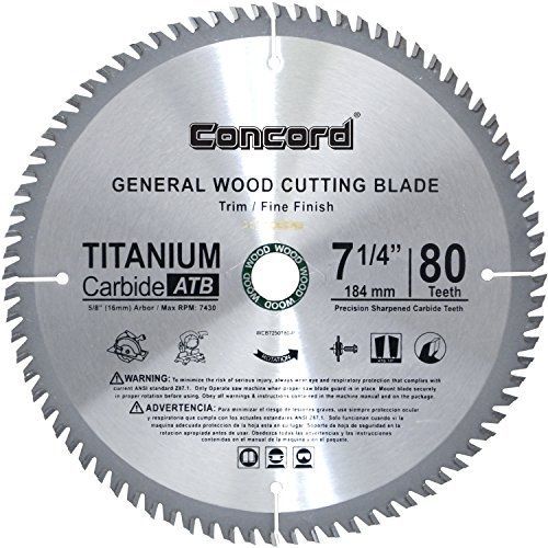 Concord Blades WCB0725T080HP 7-1/4-Inch 80 Teeth TCT General Purpose Hard &amp; Soft