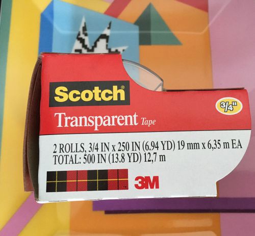 Scotch 3/4&#034; Transparent Tape 2 Rolls Brand New