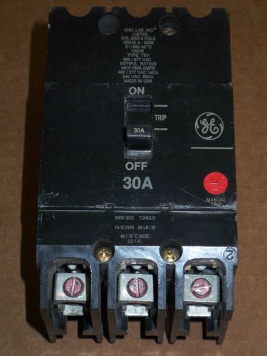 General electric ge tey 3 pole 30 amp 480/277v 240v tey330 circuit breaker for sale