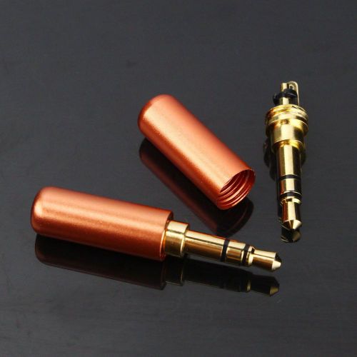 3.5mm 3 pole male repair headphone jack plug metal audio soldering orange cover for sale