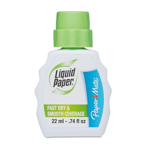 Paper Mate Liquid Paper Fast Dry Correction Fluid 22 ml Bottle White 12 Pack