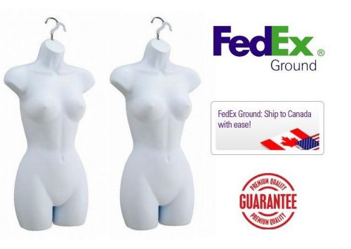 New Female Dress Mannequin Form (Hard Plastic/White) with Hook for Hanging Lot 2