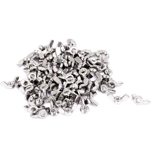M4 Female Thread Stainless Steel Wingnut Butterfly Wing Nuts Silver Tone 100pcs