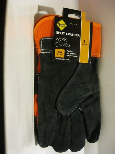 #46700310 Split Leather Work Gloves (black/red, one pair, one size)