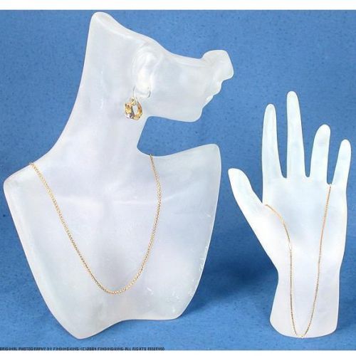 White Frosted Figure Hand &amp; Necklace Earring Display