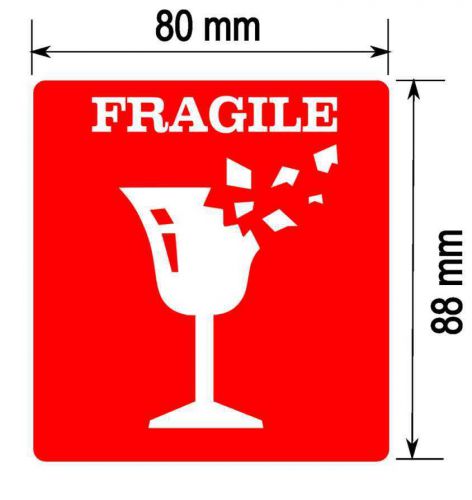 200 FRAGILE STICKERS LARGE RED Labels 80x88mm