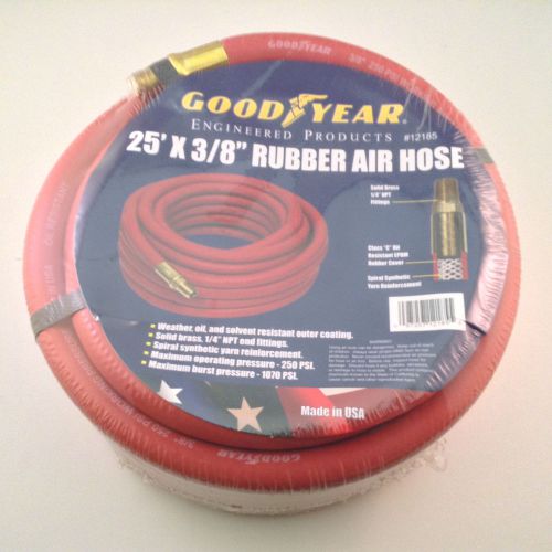 Goodyear 3/8-inch by 25-feet 250 psi rubber air hose with 1/4-inch mnpt 12185 for sale