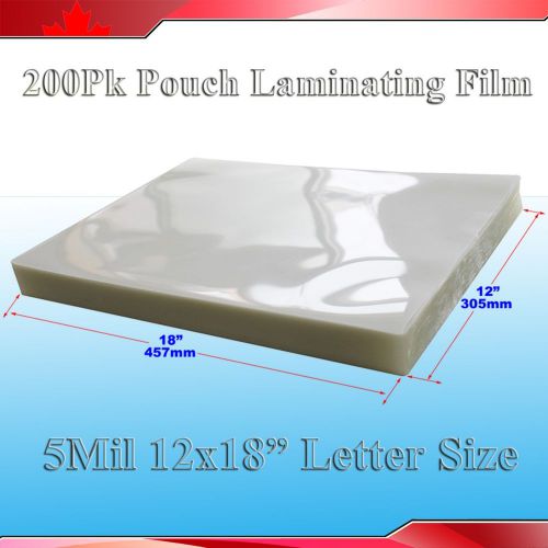 200pk 5mil 18x12&#034; uv clear laminating pouch film for thermal lamintor us seller for sale