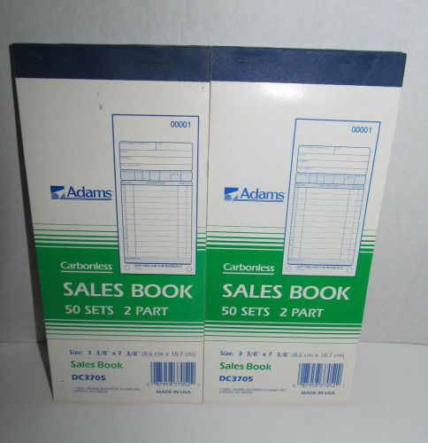 Adams Sales Order Book Lot Of 2 Carbonless 50 Sets 2 Parts New Record Keeping