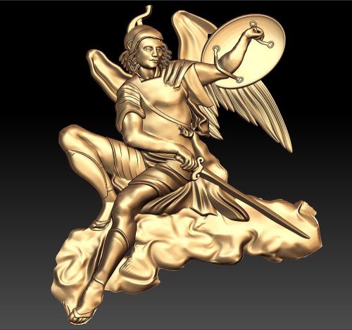 3d stl model for CNC Router mill -VECTRIC RLF Pano - god with wings shield