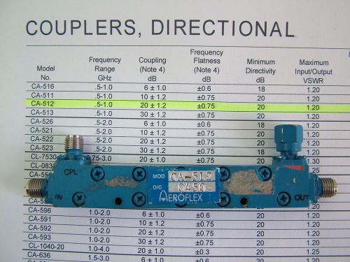 Directional Coupler 0.5 - 1GHz 20dB CA-512 Aeroflex