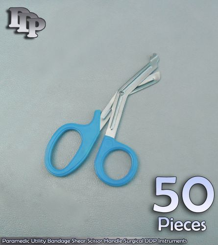 50 Paramedic Utility Bandage Shear Scissor 5.5&#034; Sky Handle Surgical Instruments