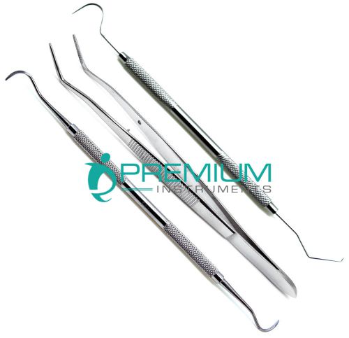 3 Pcs Dental Examination Set Explorer 23/17, Sickle Scaler, Tweezer Instruments