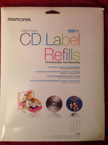 120 Memorex CD / DVD White Matte Paper Inkjet / Laser Printer Labels