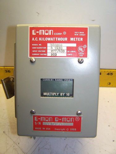 E-MON 480200 A.C. KILOWATTHOUR METER 200 AMP 277/480 VOLT 4 WIRE KWH METER