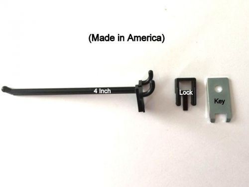 (1000 pack) 4 inch locking black plastic peg hooks fit 1/8-1/4 pegboard 40 keys for sale