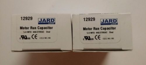 2 pack new in box jard motor run capacitor oval 5.0  mfd 440/370 volt vac 12929 for sale