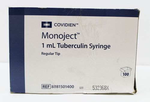 #88 Monoject 1 mL Tuberculin Syringe, 100 Count, Regular Tip, No Needle - NEW -
