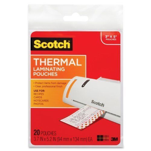 Scotch thermal laminating pouches, 3.7 x 5.2-inches, 20-pouches tp5902-20 for sale