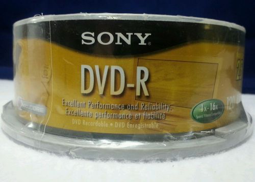 Sony DVD-R 25 pack 120 min 4.7 GB/Go DVD Recordable Blank AccuCORE New Discs