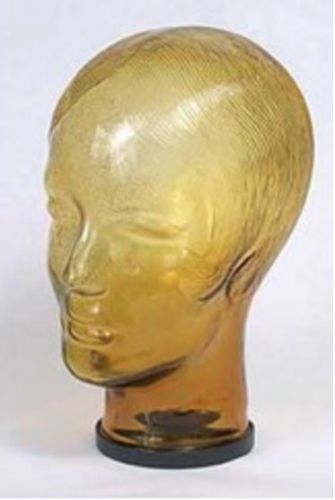 Brand New AMBER GLASS MANNEQUIN WOMAN Head with Plastic Lid for Base ~ for Hats
