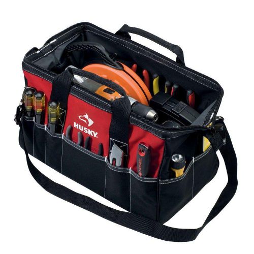 Husky 18 in. portable tool storage contractor handyman bag fabric red black for sale