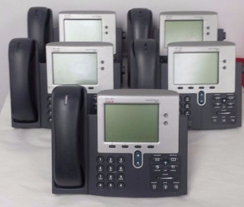 Lot of 5 Cisco CP-7941G Unified IP Phones w/Headsets