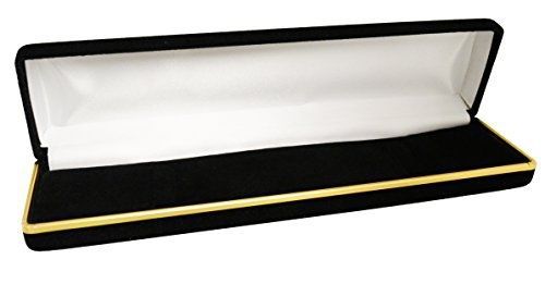 Geff house black velvet bracelet jewelry box with gold trim for sale